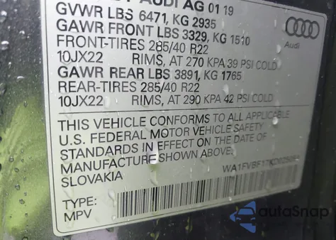 2019 Audi Q8 55 Premium из США, поврежденный, VIN WA1FVBF17KD025054